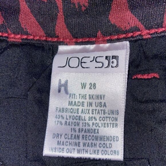 Joe’s Jeans Wild Edition Red and Black Skinny Jean 26‎ - Picture 8 of 8